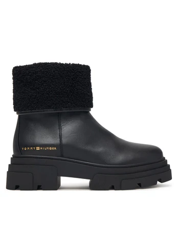 Tommy Hilfiger Aulinukai Shearling Fold Chunky Ankle Boot FW0FW09677 Juoda