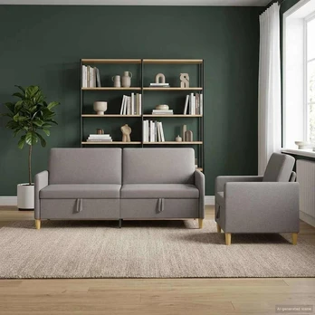 Sofa Sofos komplektas su saugojimu 2 pcs Taupe Poliesteris