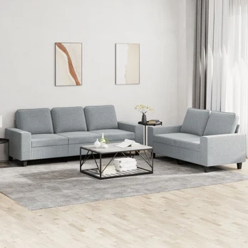 Sofa Sofos komplektas, 2 dalių, šviesiai pilkos spalvos, audinys