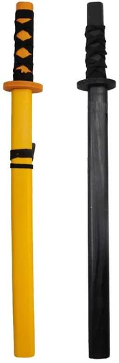 Medinis Samurajaus kardas su dėklu, 53 cm - Geltona