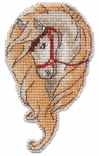 Oven Siuvinėjimo kryželiu rinkinys Magnetas „Arklys“ 6×10 cm