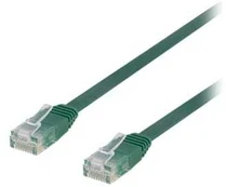 DELTACO U/UTP Cat6 patch cable, flat, 10m, 250MHz, žalias