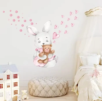 Vaikiškas lipdukas Kiškutis su meškiuku