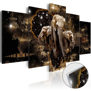 Artgeist Akrilo stiklo paveikslas - Brown Elephants [Glass] 200x100