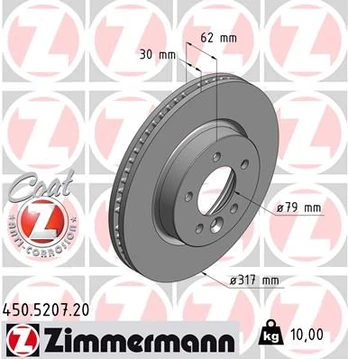 Stabdžių diskas ZIMMERMANN 450.5207.20