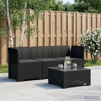 3-vietė sodo sofa su pagalvėlėmis, Rattan išvaizda PP Antracito