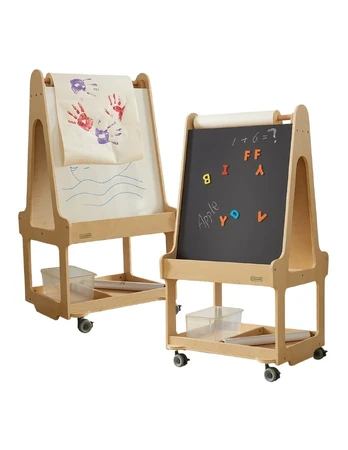 MASTERKIDZ Double-Sided Dry Erase Board 3-in-1 Easel on Wheels