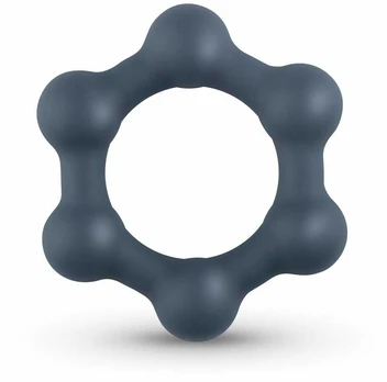Boners Hexagon Silicone Ring with Integrated Steel Elements, Juodas