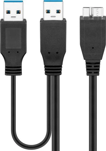 Kabelis USB 3.0 x2 - micro-B do dysków Goobay 0,3m
