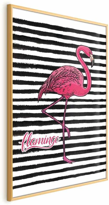 Artgeist Plakatas - Juodas Stripes and Flamingo