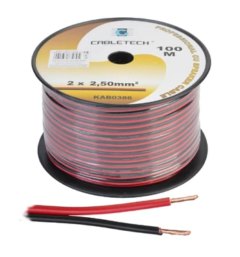 Cabletech Laidas kolonėlėms 2x2.5mm² juodas/raudonas (varinis)