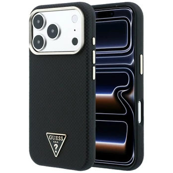 Dėklas Guess Kevlar Triangle Logo MagSafe do iPhone 18 Pro Max / 17 Pro Max juoda