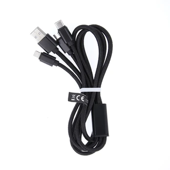 Maxlife Nylon 3in1 USB laidas A tipas - microUSB + Lightning + USB tipas C - juodas - 1m