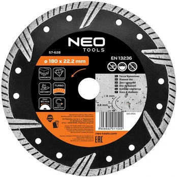 Neo Tools 180 x 22,2 mm deimantiniai diskai, turbo