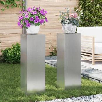 Lauko Augalų Stovai Stulpas 2 vnt 24x24x75 cm Cinkinis Plienas