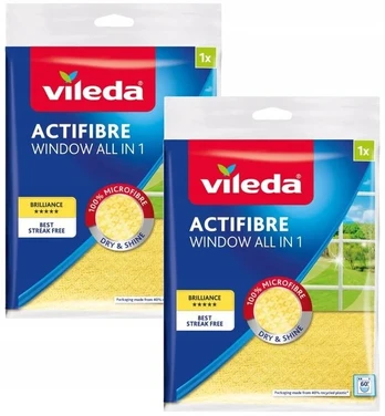 2x Vileda Actifibre langų šluostė stiklui, 36x32cm