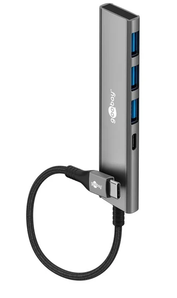 Hub USB | USB A socket x3,USB C socket,USB C plug | USB 3.2 | grey