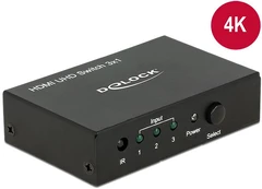 SWITCH VIDEO DELOCK 3X HDMI Juodas + ĮKROVIKLIS DELOCK kaina