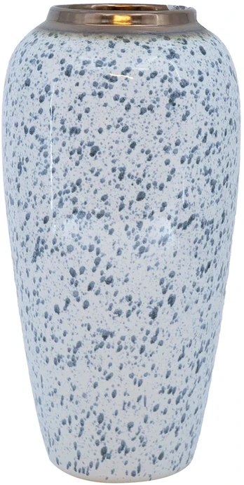 Vase TITAN STONE D17xH32cm, baltas/juodas droplets