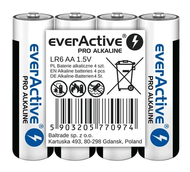 Šarminės baterijos everActive Pro Alkaline LR6 AA - 4 vnt.