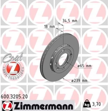 Stabdžių diskas ZIMMERMANN 600.3205.20