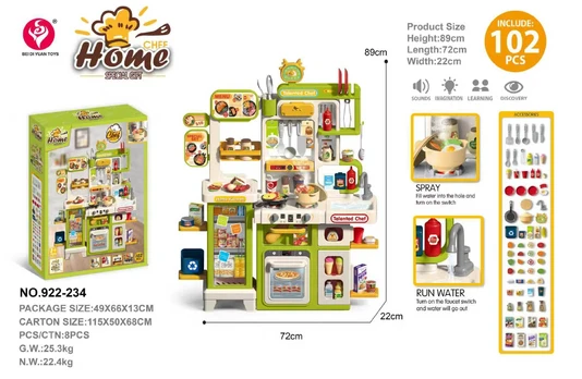 Mega Green Kitchen with Steam and Water Function + Accessories