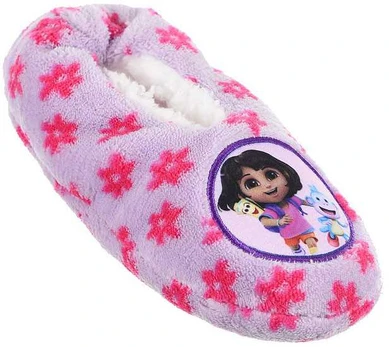 Dora tyrinėtoja gėlė violetinės vaikiškos žieminės šlepetės 27/30