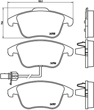 Stabdžių trinkelių rinkinys, diskinis stabdys BREMBO P85113
