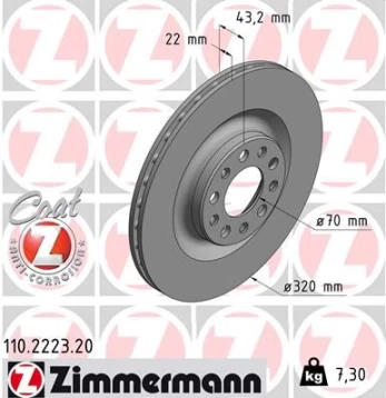 Stabdžių diskas ZIMMERMANN 110.2223.20