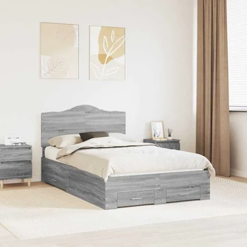 Lova Lovos rėmas Pilkas Sonoma 135 x 190 cm Apdirbta mediena