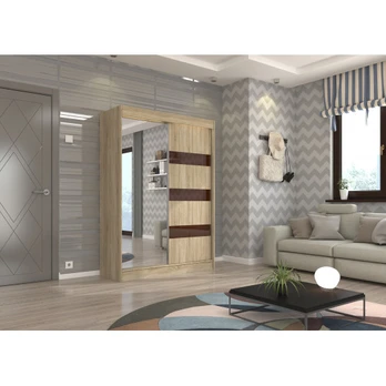 Sliding wardrobe with mirror and lacobel TOURA 150