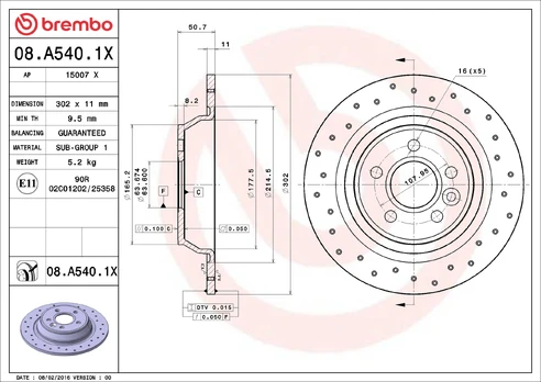 Stabdžių diskas BREMBO 08.A540.1X