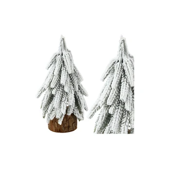 Lean Decorative Artificial Christmas Tree on a Trunk Covered with Snow 30 x 10 cm