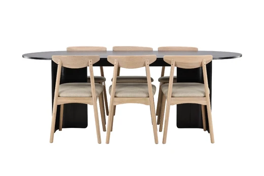 Tyresö Table 100x220 cm - Black with Ven Chair - Whitewash