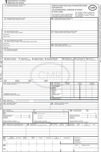 CMR blankai, A4x6, be Nr., LT-ENG, 10 kompl.