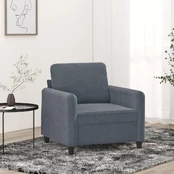 Sofa Krėslas, tamsiai pilkos spalvos, 60cm, aksomas kaina
