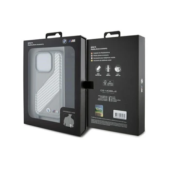 Dėklas BMW BMHCP16X23PSCCG iPhone 16 Pro Max 6.9" pilka|pilkas hardcase M Edition Carbon Stripe & Strap