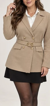Švarkas moterims, Made in Italy, smėlio spalva, M/L