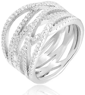 Beneto Sidabrinis ring with zircons AGG341