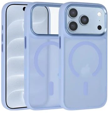 Dėklas Liavec Cloudy Case with Metal Camera Frame do Iphone 18 Pro/17 Pro Šviesiai mėlynas (Camera Control Button)