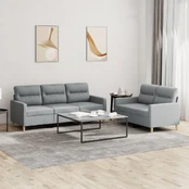 Sofa Sofos komplektas su pagalvėlėmis, 2 dalių, pilkas, audinys kaina