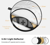 K&F Concept K&F 56cm round reflector Light diffuser 5 in 1 foldable multi-disc with tote bag kaina