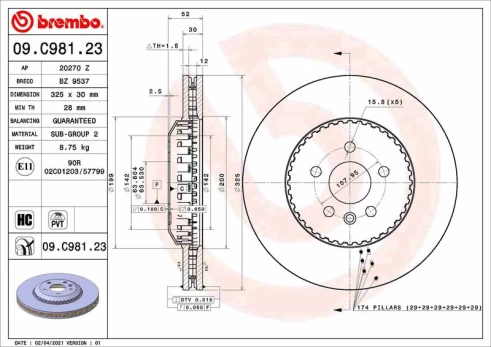 Stabdžių diskas BREMBO 09.C981.23