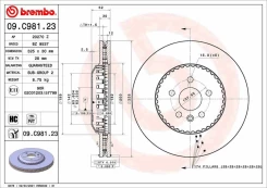 Stabdžių diskas BREMBO 09.C981.23 kaina