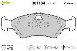 Stabdžių trinkelių rinkinys, diskinis stabdys VALEO 301184 kaina
