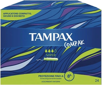 Tampax Compak Super tamponai su aplikatoriumi, 24 vnt.