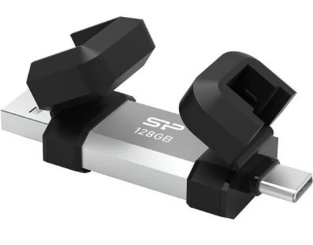 Silicio galia 128 GB, USB TYPE-A ir TYPE-C FLASH DRIVE, MOBILE C51, sidabras