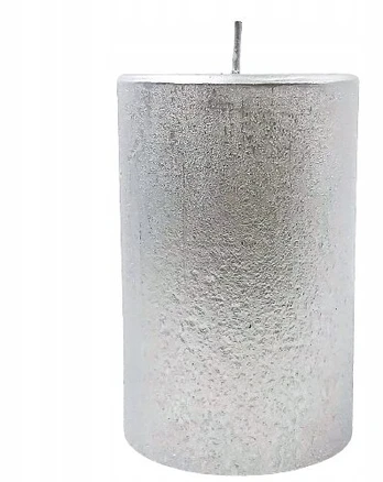 Home Didelė žvakė sidabrinė metalinė 10cm cilindro formos