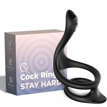 ARMONY Tail Double Ring Black - Anatomical Silicone Dual Support System