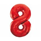 Folijinis balionas su numeriu 8, raudonas, 85 cm